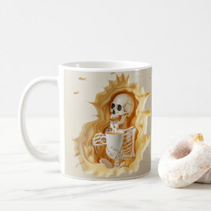 Taza De Café Esqueleto impreso con aspecto 3D con café