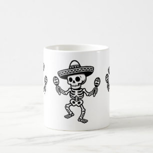 Taza De Café Esqueleto Mexicano Bailando