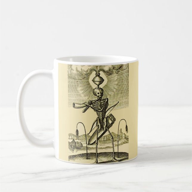 Taza De Café esqueleto ocupado impresión (Izquierda)