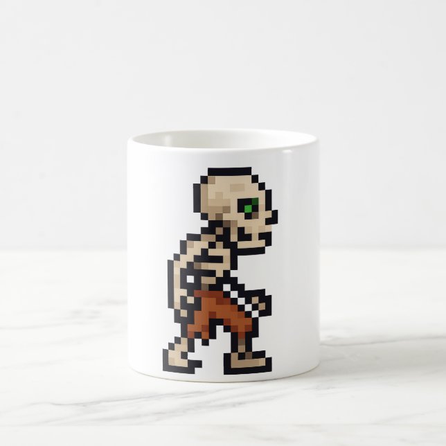Taza De Café Esqueleto Retro de 8 bits (Centro)
