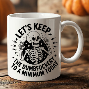 Taza De Café Esqueleto Sarcástico con Señal de Paz Actitud Anti