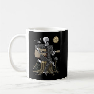 Taza De Café Esqueleto tocando guitarra acústica Fantasía Gótic