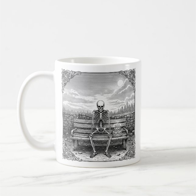 Taza De Café Esqueleto Triste con Pastel de Cumpleaños Regalo D (Izquierda)