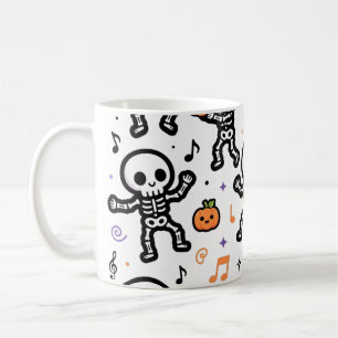 Taza De Café Esqueletos Bailarines Patrón Divertido de Fiesta d