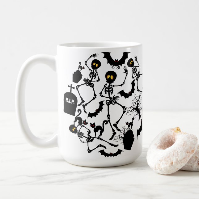 Taza De Café Esqueletos de Halloween Danza macabra (Con donut)