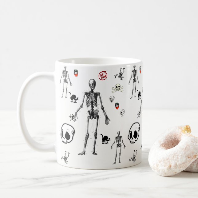 Taza De Café esqueletos de mugs halloween (Con donut)