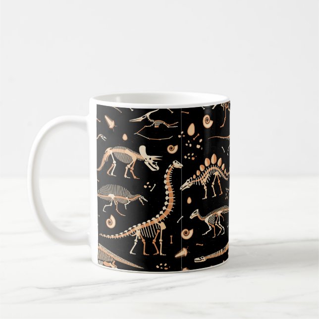 Taza De Café Esqueletos del patrón de dinosaurios y fósiles (Izquierda)