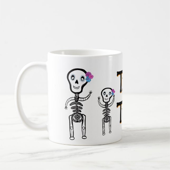 Taza De Café Esqueletos felices del Pegatina de vinilo de corte (Izquierda)
