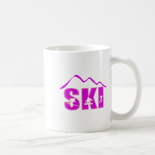 Taza De Café Esquí alpino, línea montañosa de esquí de descenso