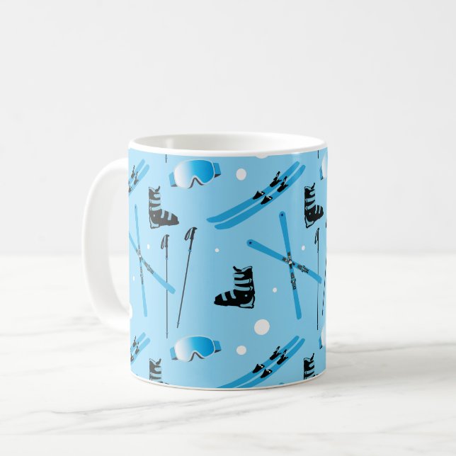 Taza De Café Esquí Azul Fresco (Anverso izquierdo)