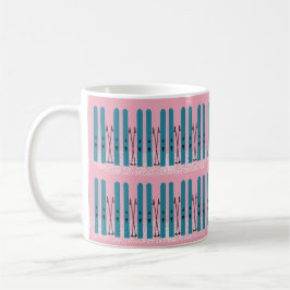 Taza De Café Esquí azul sobre la nieve con rosa