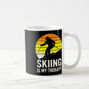 Taza De Café Esquí cuesta abajo retro atardecer de invierno dep