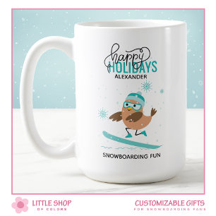 Taza De Café Esquí de nieve personalizado Pájaro Navidad