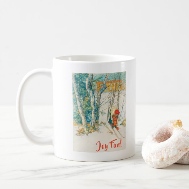 Taza De Café Esquí del invierno de Carl Larsson (Con donut)