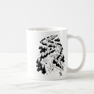 Taza De Café Esquí en pendiente de esquí de snowboard minimalis