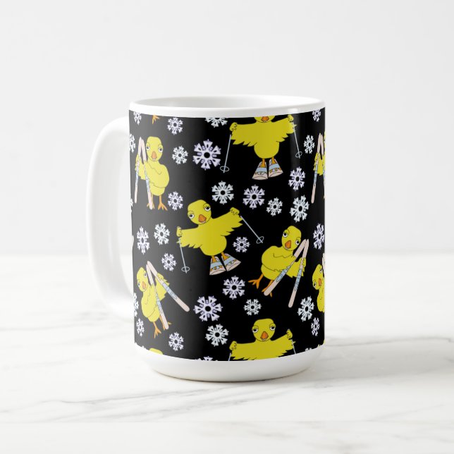 Taza De Café Esquí Patrón de pollo Café Mug (Anverso izquierdo)