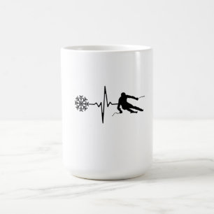 Taza De Café Esquí - Regalo de esquí de ritmo cardíaco