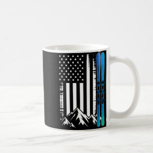 Taza De Café Esquí usa bandera americana deporte de invierno es