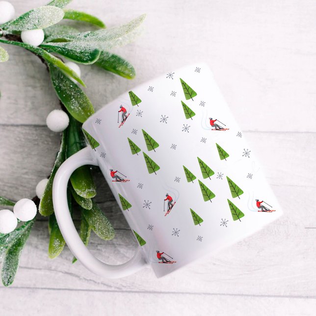 Taza De Café Esquí y pino Trees Mug (Subido por el creador)