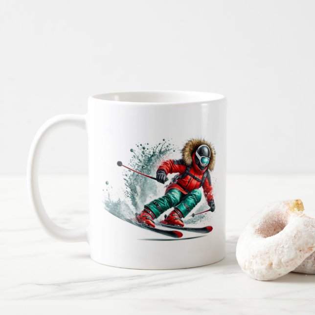 Taza De Café Esquiador  (Con donut)