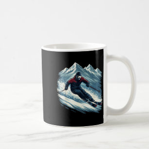 Taza De Café Esquiador de montaña de nieve acción deportes de i