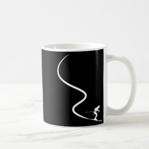 Taza De Café Esquiador divertido esquiando silueta polvo montañ