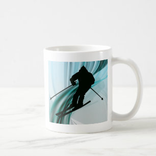 Taza De Café Esquiador en declive en cintas heladas