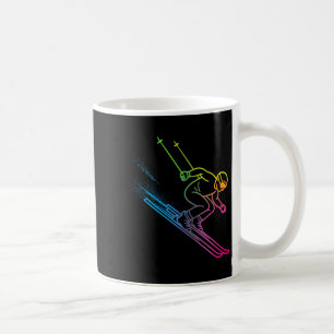 Taza De Café Esquiador vaporwave gradiente arcoíris retro invie
