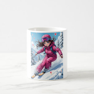 Taza De Café Esquiar de Chica de animaciones Deportes de invi