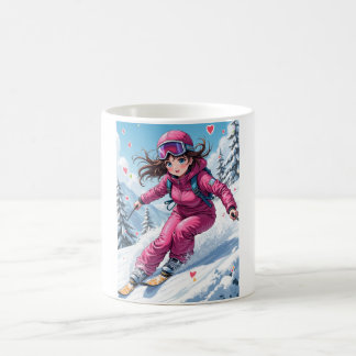 Taza De Café Esquiar de Chica de animaciones | Deportes de invi