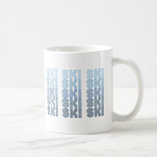 Taza De Café esquiar de esquí de texto azul