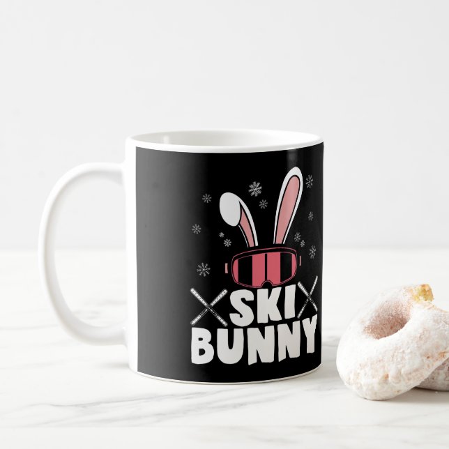 Taza De Café Esquiar esquí Bunny Skier Winter Sports (Con donut)