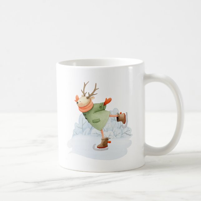 Taza De Café Esquina de hielo Woodland Deer Winter (Derecha)