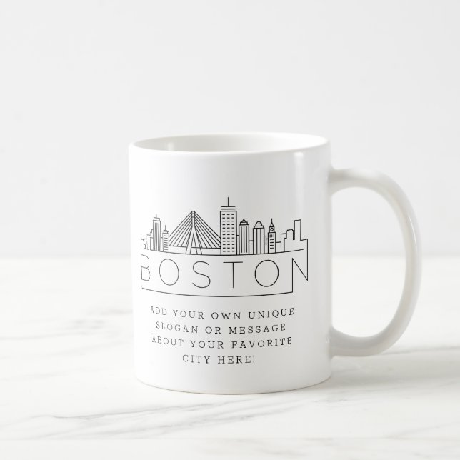 Taza De Café Esquina estilizada de Boston | Lema Personalizado (Derecha)