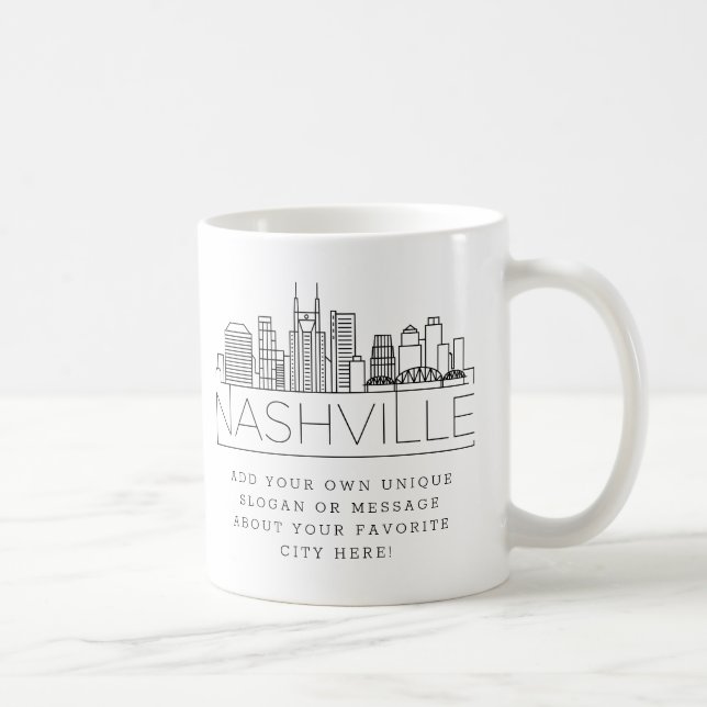 Taza De Café Esquina estilizada de Nashville | Lema Personaliza (Derecha)