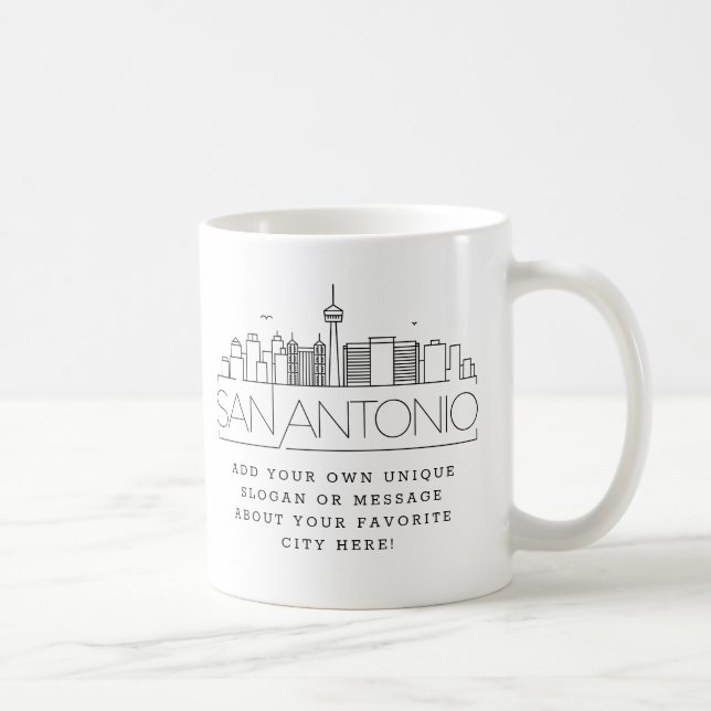 Taza De Café Esquina estilizada de San Antonio | Lema Personali (Derecha)