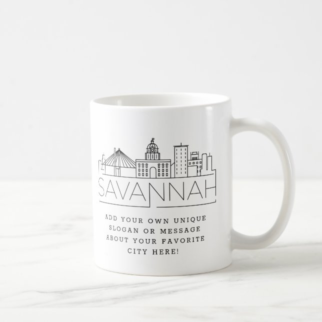 Taza De Café Esquina estilizada de Savannah | Lema Personalizad (Derecha)