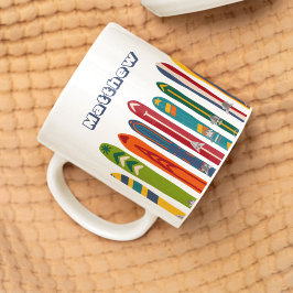 Taza De Café Esquís antiguos personalizados a dos caras
