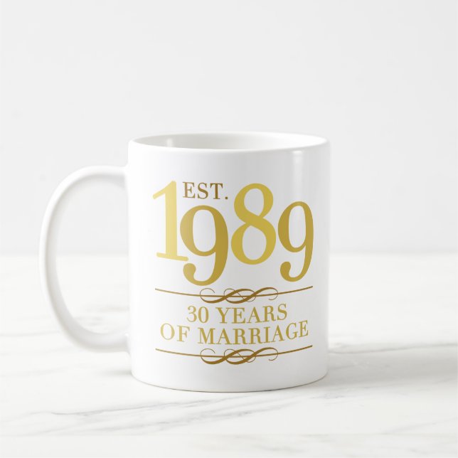 Taza De Café Est. 1989 30 Aniversario Boda (Izquierda)