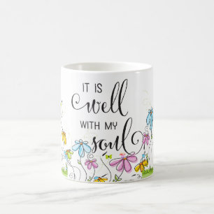 Taza De Café Está bien con mi alma las flores cristianas