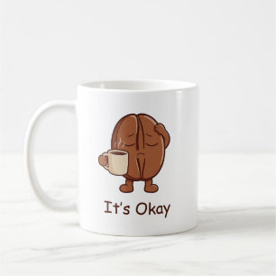 Taza De Café Está Bien Cute Character de Granos de Café