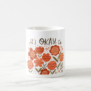 Taza De Café está BIEN – Diseño Floral de Positividad Retro