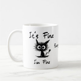 Taza De Café Está Bien Estoy Bien" Divertido Gato Negro Sarcást