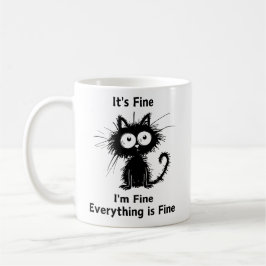 Taza De Café Está bien, estoy bien, todo está bien, gato gracio
