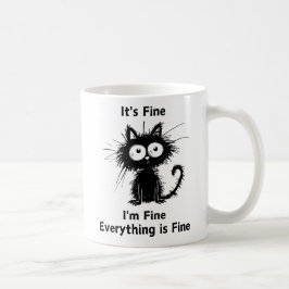 Taza De Café Está bien, estoy bien, todo está bien, gato gracio