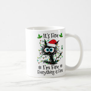 Taza De Café Está bien, estoy bien, todo está bien gato navidad