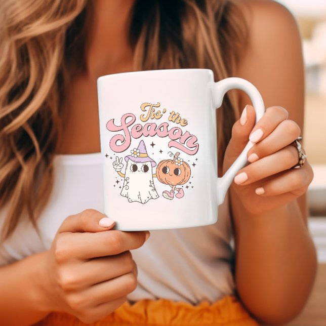 Taza De Café Esta es la temporada de Halloween retro Groovy (Subido por el creador)