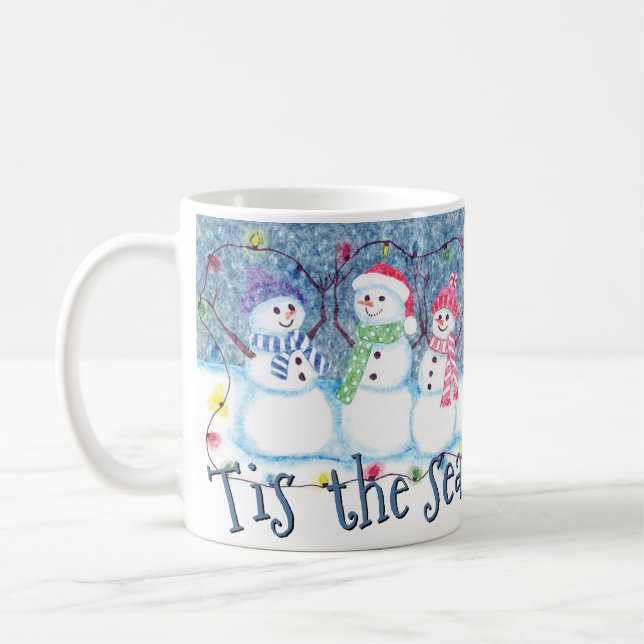 Taza De Café Esta Es La Temporada Para Ser Jolly Funny Snowmen (Izquierda)
