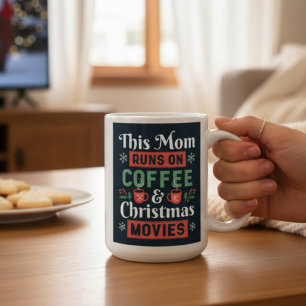 Taza De Café Esta Mamá Funciona con Café y Películas de Navidad