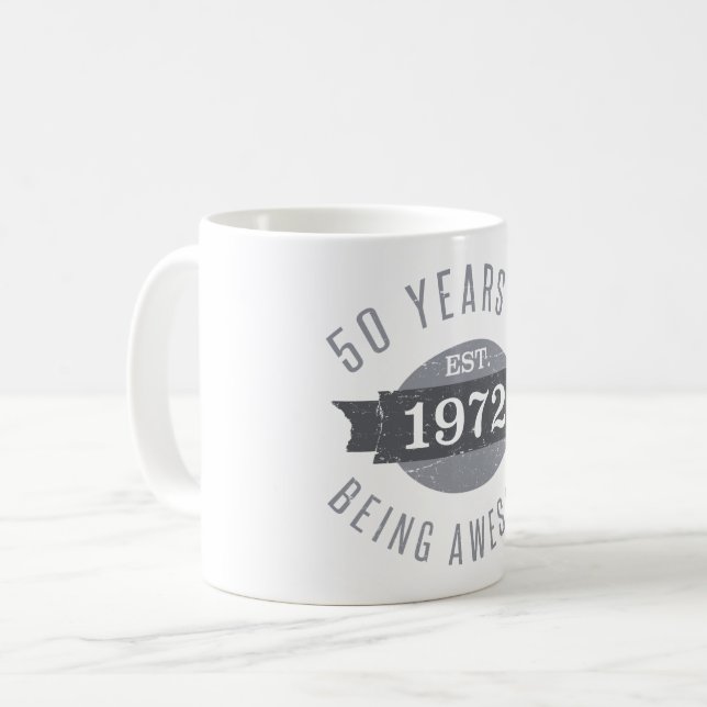 Taza De Café Established 1972 50th Birthday (Anverso izquierdo)